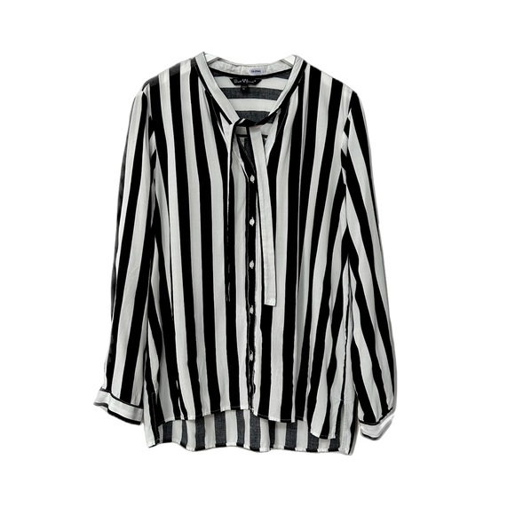Velvet Heart Tops - Velvet Heart Bold Stripe Collarless Button Down Blouse Size XL